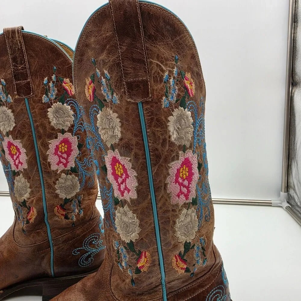 Macie Bean Rose Garden Western Square Toe Boots Women’s 8